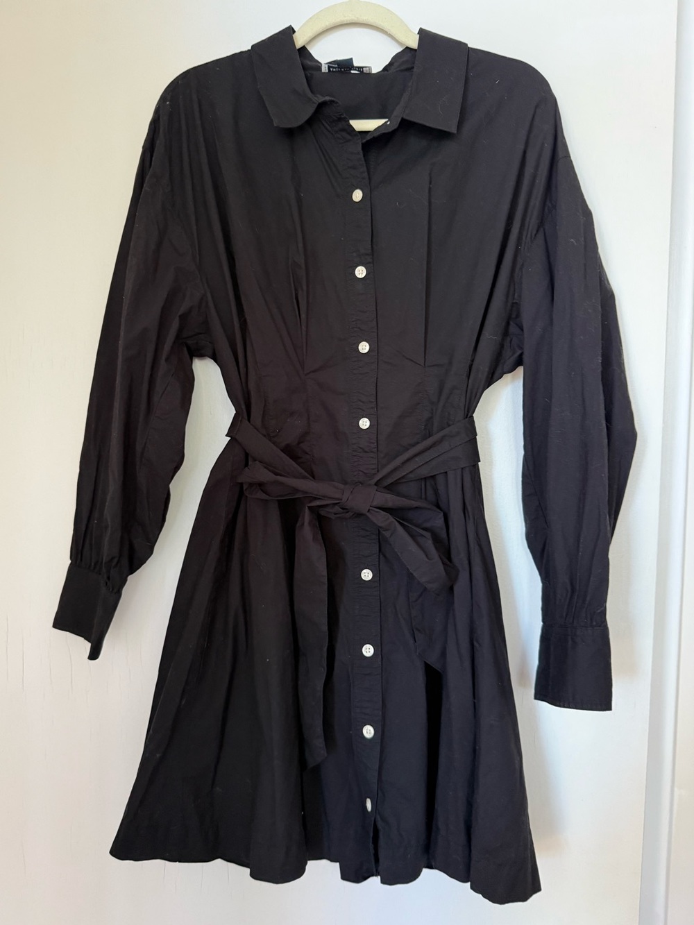 American Eagle Outfitters Black Long Sleeve Pleated Mini Shirt Dress
